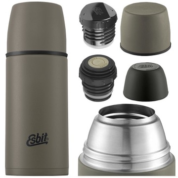 ESBIT TERMOS VACUUM FLASK 0,5L OLIV 2KORKI 2 KUBKI