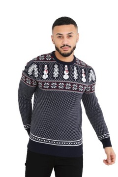 Sweter Świąteczny w Norweski Wzór - Granatowy- M