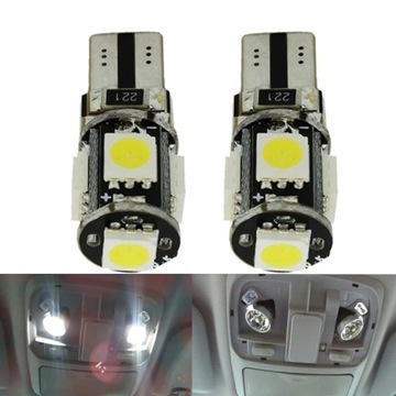 10 шт. T10 светодиодная лампа Canbus 12 В 5050 5 SMD 6000K 5W5 W5W светодиод без ошибок
