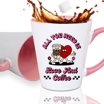 Kubek Róż Latte Prezent YOU NEED COFFE AND LOVE Wz