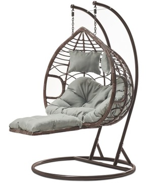 FOTEL HAMAK BUJAK WISZĄCY Z PODNÓŻKIEM BRĄZOWY