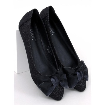 Eleganckie baleriny brokatowe Black r.38