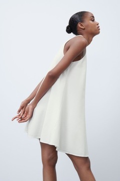 БЕЛОЕ ПЛАТЬЕ С ЦВЕТОМ НОВОЕ ZARA 36 S