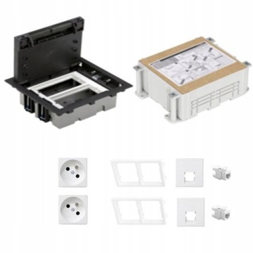 Floor BOX 2x gniazdo z/u + 2x RJ45 + kaseta