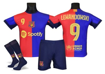 LEWANDOWSKI BARCELONA koszulka spodenki getry 122