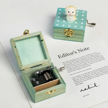 Деревянная музыкальная шкатулка, маленькая персонализированная симпатичная ручная рукоятка