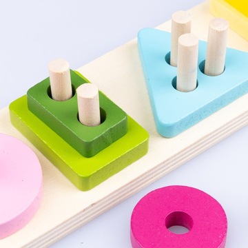 ZESTAW 2w1 UKŁADANKA TABLICA SENSORYCZNA MONTESSORI NAUKA KSZTAŁTÓW SORTER