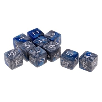 10pcs D6 POLYHEDRAL mm Set Double Colors Six Sided Blue+Gray
