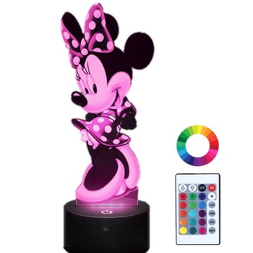 Lampka Nocna z Imieniem Myszka Minnie 3D Led
