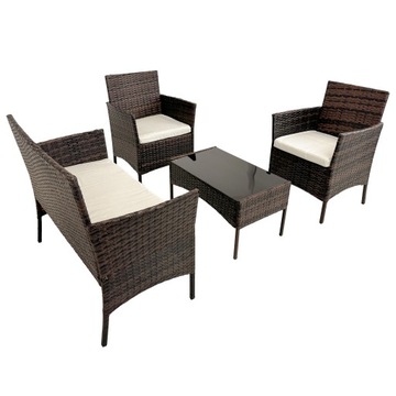 КОМПЛЕКТ САДОВОЙ МЕБЕЛИ ИЗ РОТАНГА ДОСУГ ДИВАН СТОЛ RENO II КОРИЧНЕВЫЙ