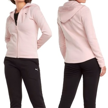 PUMA BAWEŁNIANY DRES KOMPLET DAMSKI SPORTOWY SPODNIE BLUZA Z KAPTUREM r. S