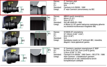 Колено Camlock IBC типа C, 2 дюйма, для шланга диаметром 50 мм (2 дюйма)