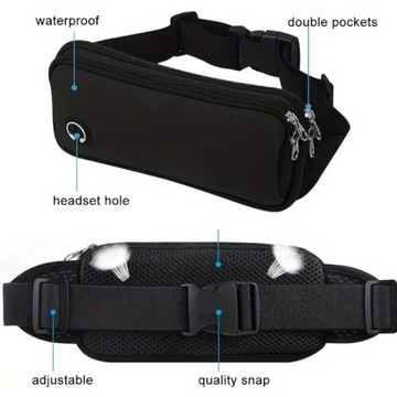 Набедренная сумка WATERPROOF для телефона и документов, LIGHT, черная