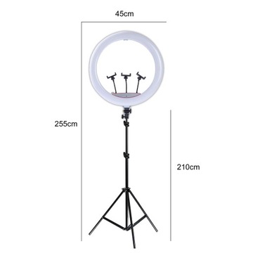 Lampa Pierścieniowa LED Ring 240W 45cm Pilot + Statyw Makijaż YouTube 210cm