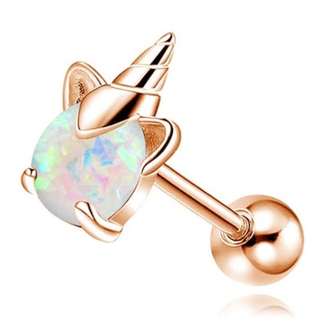 KOLCZYK SZTANGA OPAL JEDNOROŻEC ROSE GOLD HELIX