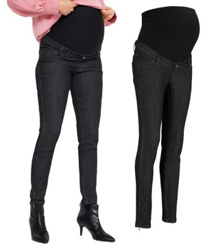 P5 Bonprix spodnie jeans ciążowe rurki z zamkami 48 4XL