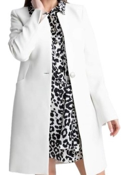 Elegancki Klasyczny prosty płaszcz Marynarka M508 Biały Ecru SZULIST 42 XL