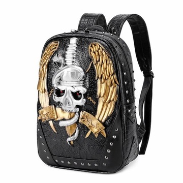 Fashion Design Embossed 3D Punk Backpack PU