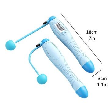 Регулируемая беспроводная цифровая скакалка, синяя.