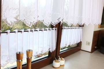 Штора-вуаль для кухни Заздростка Белая Бежевая Вышивка высота 90 см