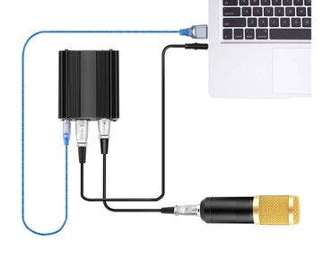 Фантомное питание 48 В USB-C для микшерных микрофонов XLR