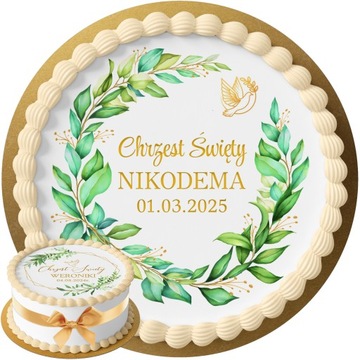 OPŁATEK NA TORT CHRZEST ROCZEK URODZINY +NAPIS
