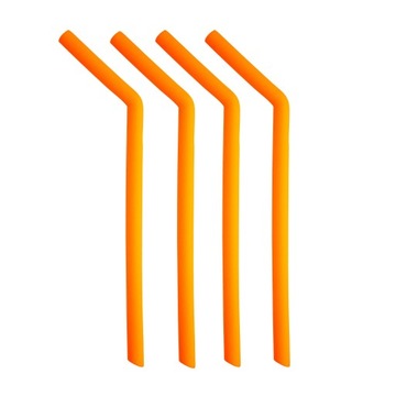 Słomki silikonowe Orange - 4 sztuki