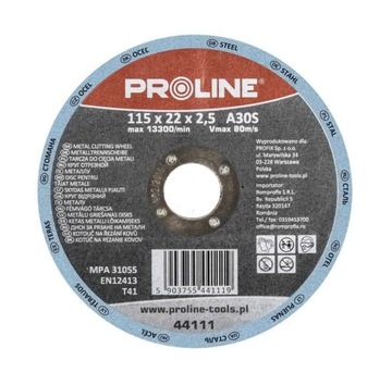 TARCZA DO CIĘCIA METALU, T41, 125X1.0X22A60S PROLINE