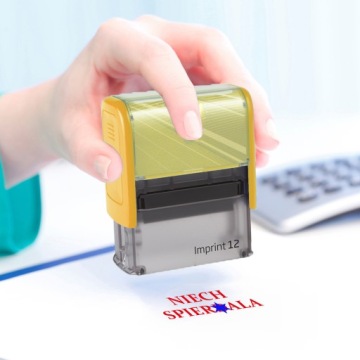 ЖЕЛТАЯ АВТОМАТИЧЕСКАЯ ШТАМПА С НАПИСЬЮ ГАДЖЕТ «LET SPIDER***» В ПОДАРОК