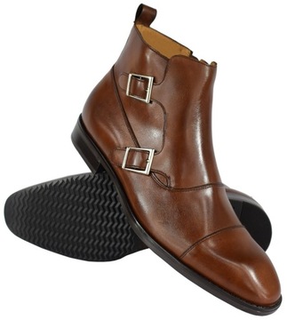 BUTY TRZEWIKI MĘSKIE SKÓRA BRĄZ 43 28,5 cm PAN