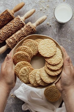 деревянная скалка для детей, узор ПАСХА, КРОЛИКА, ЯЙЦА, 43см