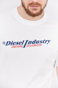DIESEL Biały t-shirt męski z granatowym logo r XXL