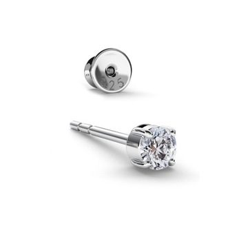 KOLCZYK MĘSKI ZŁOTY Z BIAŁĄ CYRKONIĄ SWAROVSKI 3MM