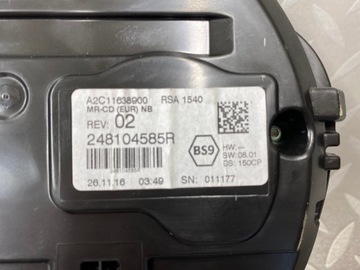 248104585R PŘÍSTROJOVÁ DESKA BUDÍKY ORIGINÁLNÍ EVROPA RENAULT TALISMAN BENZÍN