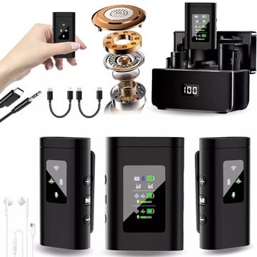 Dwa Mikrofony Krawatowe Bezprzewodowe USB-C do Wywiadów Android IOS