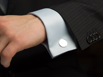 Серебряные запонки - круглые