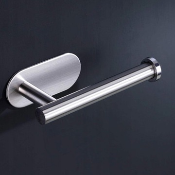 ДЕРЖАТЕЛЬ ДЛЯ ТУАЛЕТНОЙ БУМАГИ, СЕРЕБРЯНЫЙ СТАЛЬНОЙ КЛЕЯЩИЙСЯ, БЕЗ СВЕРЛЕНИЯ