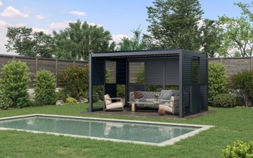 Раздвижная глухая стеновая панель для перголы Kea - серая 270 см (KEA 3м)