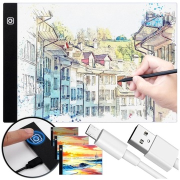 ДОСКА ДЛЯ ЧЕРТЕЖА С ПОДСВЕТКОЙ для светодиодного рисунка формата А4. РЕЖИМ ЯРКОСТИ.