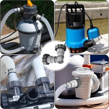 2 СОЕДИНИТЕЛЬНЫХ АДАПТЕРА ДЛЯ ШЛАНГА НАСОСА БАССЕЙНА 38 ММ / 32 ММ INTEX