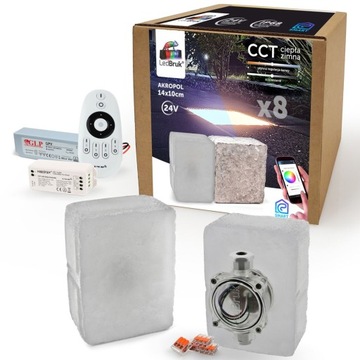 8x LedBruk Świecąca Kostka Brukowa LED 14x10 CCT