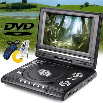 MINIODTWARZACZ DVD 7.8'' Z EKRANEM PANORAMICZNYM HD LCD O KĄCIE OBROTU 270°