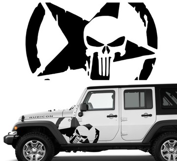 NAKLEJKA na samochód JEEP Gwiazda Punisher 30x17