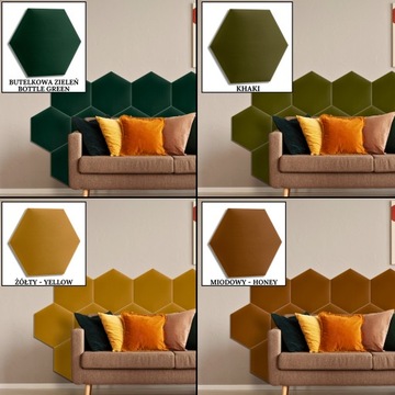 Мягкая панель-шестигранник 40x35 см H20 КРЕМОВЫЙ ВЕЛОР - ВЫБОР ЦВЕТА