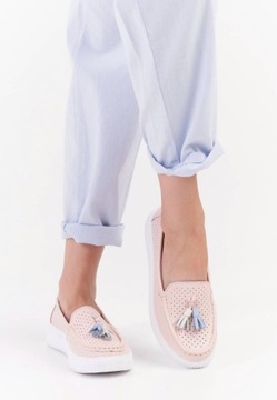 ЖЕНСКИЕ ТУФЛИ НА ПЛАТФОРМЕ МОКАСИНЫ С ЦВЕТНОЙ БАХОЙ SERGIO LEONE 39