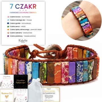 BRANSOLETKA 7 CZAKR Z KAMIENI NATURALNYCH SIEDEM SZNUREK Z CZAKRAMI CZAKRY