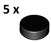 LEGO Black Tile Round 1x1 Okrągły 98138 5szt