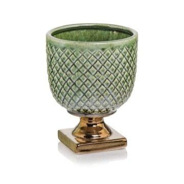 Zielona donica ceramiczna kielich Polnix Vintage >>> osłonka na nóżce 22