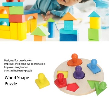 Деревянная развивающая головоломка, красочная для раннего возраста