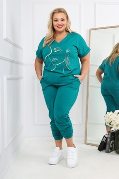 PREMIUM KOMPLET DRESOWY DRES PLUS SIZE BAWEŁNA KOLORY KRÓTKI RĘKAW 2XL